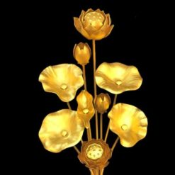 Hoa Sen (Bình Bông) Thờ Cúng Đồng 9 Bông Mạ Vàng, Cao 80cm 1 Hoa Sen Binh Bong Tho Cung Dong 9 Bong Ma Vang Cao 80cm 1