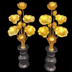 Hoa Sen (Bình Bông) Thờ Cúng Đồng 9 Bông Mạ Vàng, Cao 80cm 6 Hoa Sen Binh Bong Tho Cung Dong 9 Bong Ma Vang Cao 80cm 4