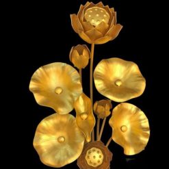 Hoa Sen (Bình Bông) Thờ Cúng Đồng 9 Bông Mạ Vàng, Cao 80cm 4 Hoa Sen Binh Bong Tho Cung Dong 9 Bong Ma Vang Cao 80cm 6