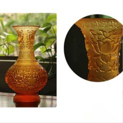 Lọ Hoa (Bình Bông) Thờ Cúng Lưu Ly Mầu Vàng, Cao 23cm 2 Lo Hoa Binh Bong Tho Cung Luu Ly Mau Vang Cao 23cm 1