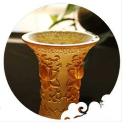 Lọ Hoa (Bình Bông) Thờ Cúng Lưu Ly Mầu Vàng, Cao 23cm 1 Lo Hoa Binh Bong Tho Cung Luu Ly Mau Vang Cao 23cm 2