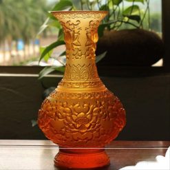 Lọ Hoa (Bình Bông) Thờ Cúng Lưu Ly Mầu Vàng, Cao 23cm 6 Lo Hoa Binh Bong Tho Cung Luu Ly Mau Vang Cao 23cm 3