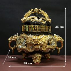 Lư Trầm Cửu Long Bằng Đồng Đài Loan, Đường Kính Miệng 18.5cm 4 Lu Tram Cuu Long Bang Dong Dai Loan Duong Kinh Mieng 18.5cm 1