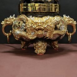 Lư Trầm Cửu Long Bằng Đồng Đài Loan, Đường Kính Miệng 18.5cm 6 Lu Tram Cuu Long Bang Dong Dai Loan Duong Kinh Mieng 18.5cm 6