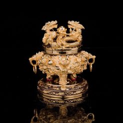 Lu Tram Luong Long Tranh Chau Bang Dong Dat Vang Kich Thuoc 15cm x 15cm x 15cm Trong Luong 25kg 2