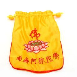 Túi Lụa May Mắn Thêu Chữ Phật Mầu Vàng 1 Tui Lua May Man Theu Chu Phat Mau Vang 1