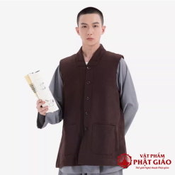 Áo Ghi Lê Mùa Đông 2 Lớp Màu Nâu Dùng Cho Tăng Ni, Đồ Tu Mùa Đông Cho Quý Thầy Tăng Ni, Cư Sĩ 5 ao ghi le mua dong 2 lop mau nau dung cho tang ni ao lot mua dong cho quy thay tang ni cu si size s m l xl vat pham phat giao la boi 3