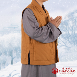 Áo Ghi Lê Trần Bông Màu Vàng Dùng Cho Tăng Ni, Size S,M,L,XL 2 ao ghi le tran bong mau vang dung cho tang ni cu si size s m l xl vat pham phat giao la boi 7