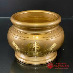 Bộ Đồ Thờ Hoa Sen Chữ Phật Đồng Vàng 3 bat huong dong vang chu phat hoa sen nhieu co vat pham phat giao la boi 12 1