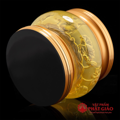 Bát Hương Hà Vận Lưu Ly Vàng Hoa Sen Nổi Đế Đồng, Nhiều Kích Thước 6 bat huong ha van luu ly vang hoa sen noi nhieu co vat pham phat giao la boi 3