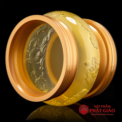 Bát Hương Hà Vận Lưu Ly Vàng Hoa Sen Nổi Đế Đồng, Nhiều Kích Thước 5 bat huong ha van luu ly vang hoa sen noi nhieu co vat pham phat giao la boi 4