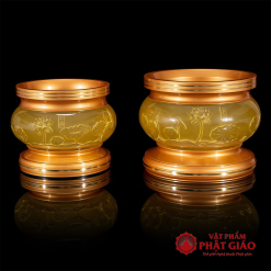 Bát Hương Hà Vận Lưu Ly Vàng Hoa Sen Nổi Đế Đồng, Nhiều Kích Thước 3 bat huong ha van luu ly vang hoa sen noi nhieu co vat pham phat giao la boi 6