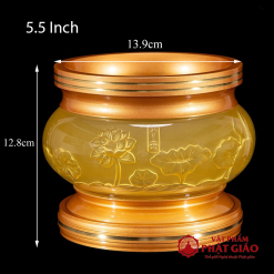 Bát Hương Hà Vận Lưu Ly Vàng Hoa Sen Nổi Đế Đồng, Nhiều Kích Thước 2 bat huong ha van luu ly vang hoa sen noi nhieu co vat pham phat giao la boi 7