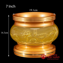 Bát Hương Hà Vận Lưu Ly Vàng Hoa Sen Nổi Đế Đồng, Nhiều Kích Thước 1 bat huong ha van luu ly vang hoa sen noi nhieu co vat pham phat giao la boi 8