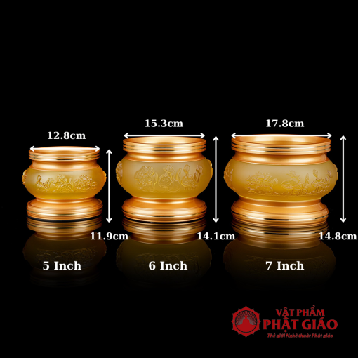 Bộ Đồ Thờ Lưu Ly Hoa Sen Vàng Nổi Cao Cấp 3 Bộ Đồ Thờ Lưu Ly Hoa Sen Vàng Nổi Cao Cấp - Ảnh 3