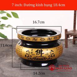 Bát Nhang Bằng Sứ Màu Đen Viền Vàng Chữ Phật, Nhiều Kích Cỡ 1 bat nhang bang su mau den vien vang chu phat nhieu co vat pham phat giao la boi 11