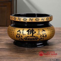 Bát Nhang Bằng Sứ Màu Đen Viền Vàng Chữ Phật, Nhiều Kích Cỡ 10 bat nhang bang su mau den vien vang chu phat nhieu co vat pham phat giao la boi 2