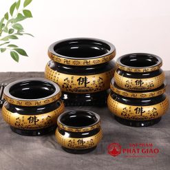 Bát Nhang Bằng Sứ Màu Đen Viền Vàng Chữ Phật, Nhiều Kích Cỡ 9 bat nhang bang su mau den vien vang chu phat nhieu co vat pham phat giao la boi 3