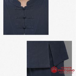 Bộ Cư Sĩ Nam Cổ Trụ Dài Tay Vải Linen Hàn Quốc Màu Xám, Size S, M, L, XL 2 bo cu si nam co tru dai tay vai linen cao cap mau xam nhieu kich co vat pham phat giao la boi 6