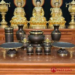Bộ Đồ Thờ Bằng Đồng Vân Đá Màu Đen Sần, Nhiều Kích Thước 11 bo do tho bang dong van da mau den san nhieu kich thuoc 2