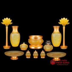 Bộ Đồ Thờ Bằng Lưu Ly Sen Nổi 10 Bộ Đồ Thờ Bằng Lưu Ly Sen Nổi - Ảnh 2