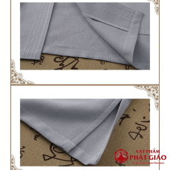 Bộ Quần Áo Cư Sĩ Nam Ngắn Tay Vải Lanh, Pháp Phục Phật Tử Nam Màu Xám 1 bo quan ao cu si nam ngan tay vai lanh mau xam phap phuc phat tu nam vat pham phat giao la boi 8