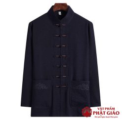 Bộ Quần Áo Cư Sĩ Vải Lanh, Quần Áo Đi Chùa Phật Tử Nam Màu Xanh Đen 2 bo quan ao cu si vai lanh bo quan ao phat tu nam mau xanh den nhieu kich co vat pham phat giao la boi 3