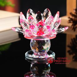Chân Đế Nến Hoa Sen Pha Lê Nhiều Mầu, Cao 9.5cm 11 chan de nen hoa sen pha le nhieu mau cao 9 5cm 10