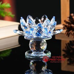 Chân Đế Nến Hoa Sen Pha Lê Nhiều Mầu, Cao 9.5cm 8 chan de nen hoa sen pha le nhieu mau cao 9 5cm 13