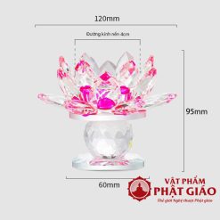 Chân Đế Nến Hoa Sen Pha Lê Nhiều Mầu, Cao 9.5cm 5 chan de nen hoa sen pha le nhieu mau cao 9 5cm 15
