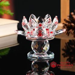 Chân Đế Nến Hoa Sen Pha Lê Nhiều Mầu, Cao 9.5cm 14 chan de nen hoa sen pha le nhieu mau cao 9 5cm 7