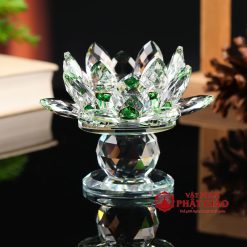 Chân Đế Nến Hoa Sen Pha Lê Nhiều Mầu, Cao 9.5cm 13 chan de nen hoa sen pha le nhieu mau cao 9 5cm 8