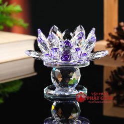 Chân Đế Nến Hoa Sen Pha Lê Nhiều Mầu, Cao 9.5cm 12 chan de nen hoa sen pha le nhieu mau cao 9 5cm 9