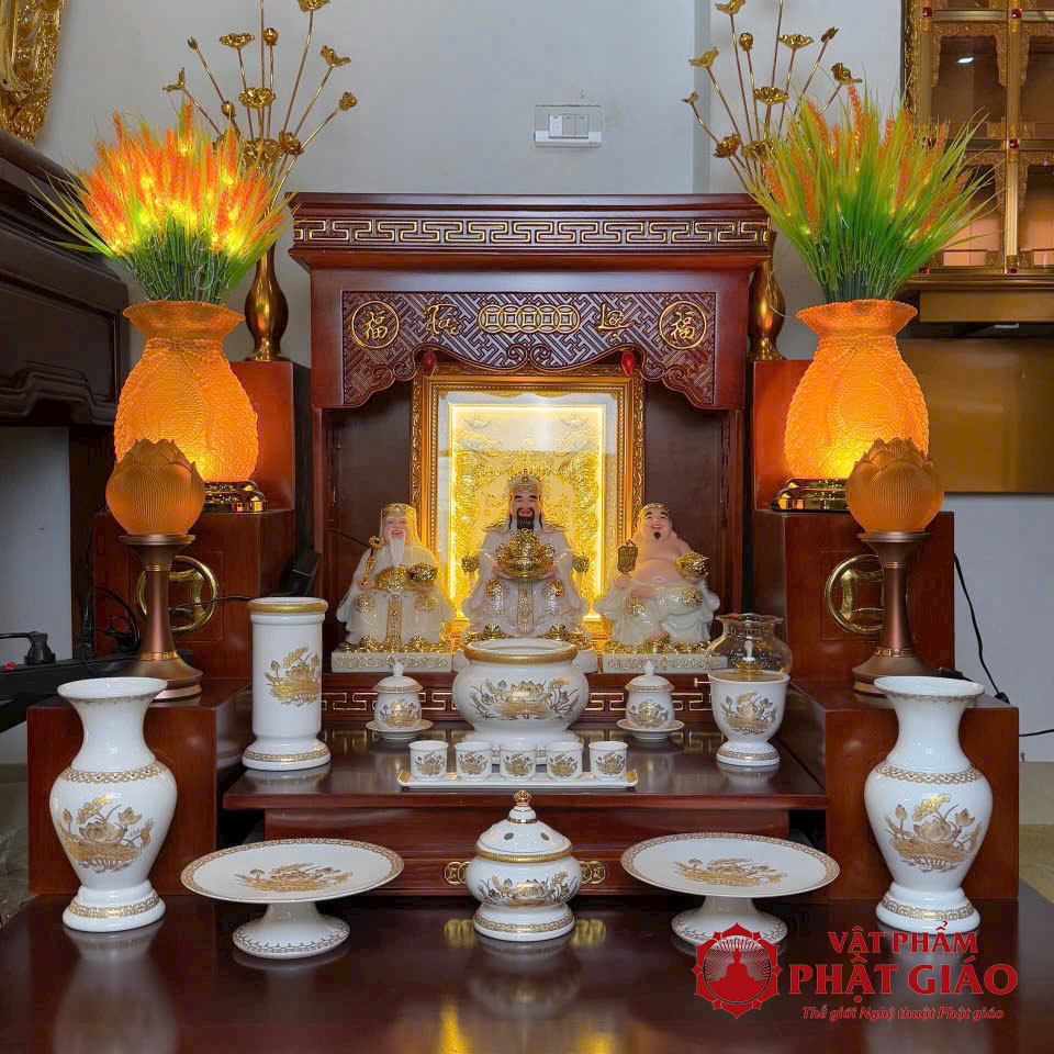Cốc Nước Thờ Sứ Trắng Hoa Sen Vàng, Nhiều Kích Cỡ 10 chen nuoc su trang hoa sen vang nhieu kich co 4