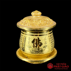 Chén Nước Thờ Bằng Đồng Vàng, In Chữ Phật Tâm Kinh, Nhiều Kích Cỡ 4 chen nuoc tho bang dong vang in chu phat tam kinh vat pham phat giao la boi 2