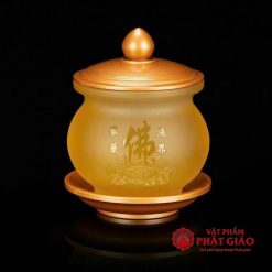 chen nuoc tho luu ly chu phat hoa sen de dong vang cao 10cm vat pham phat giao la boi 2