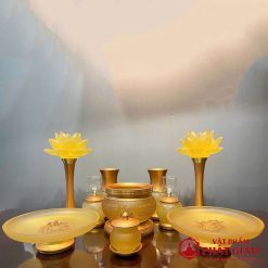 chen nuoc tho luu ly chu phat hoa sen de dong vang cao 10cm vat pham phat giao la boi 5