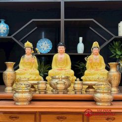 Chén Thờ Hoa Sen Chữ Phật Đồng Vàng, Nhiều Kích Cỡ 2 chen tho hoa sen chu phat dong vang nhieu co vat pham phat giao la boi 7