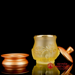 chen tho luu ly sen noi boc dong vang cao 11cm vat pham phat giao la boi 3