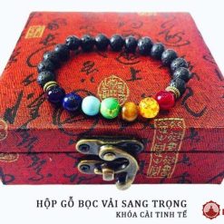 Chuỗi Vòng Tay Thất Châu Tinh Đá Núi Lửa, Cỡ 8mm 8 chuoi vong tay that tinh da dung nham nui lua cvt 015 1