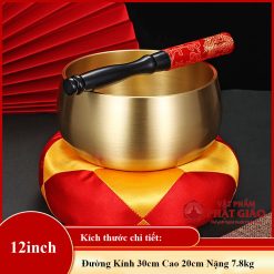 Chuông Đồng Màu Vàng Trơn Không Chữ, Kích Cỡ Từ 3inch(9cm) – 12inch(30cm) 6 chuong dong mau vang tron khong chu kich co tu 9cm 30cm vat pham phat giao la boi 2