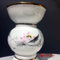 Đế Nến Sứ Trắng Hoa Sen Hồng Viền Vàng 1 de nen su trang hoa sen hong vien vang nhieu co 3