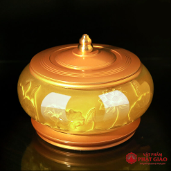 Đèn Dầu Khắc Chìm Hoa Sen Bình An, Cao 15cm 3 den dau khac chim hoa sen binh an cao 15cm vat pham phat giao la boi 2