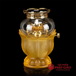 Đèn Dầu Lưu Ly Cao Cấp Trạm Nổi 8 Cát Tường, Cao 14cm 6 den dau luu ly cao cap tram noi 8 cat tuong cao 14cm vat pham phat giao la boi 2