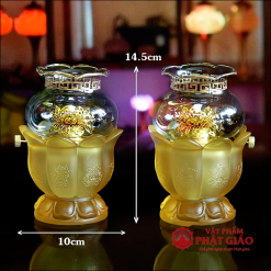 Đèn Dầu Lưu Ly Cao Cấp Trạm Nổi 8 Cát Tường, Cao 14cm 2 den dau luu ly cao cap tram noi 8 cat tuong cao 14cm vat pham phat giao la boi 6