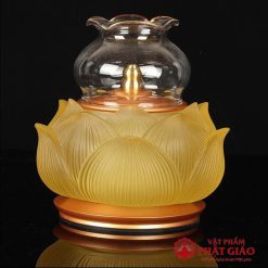 Đèn Dầu Lưu Ly Hoa Sen Bọc Đồng, Cao 16cm, Đường Kính 15cm 5 den dau luu ly hoa sen boc dong cao 16cm duong kinh 15cm vat pham phat giao la boi 2