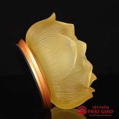 Đèn Dầu Lưu Ly Hoa Sen Bọc Đồng, Cao 16cm, Đường Kính 15cm 4 den dau luu ly hoa sen boc dong cao 16cm duong kinh 15cm vat pham phat giao la boi 3