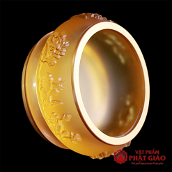 Đèn Dầu Lưu Ly Hoa Sen Nổi, Đế Đồng Vàng, Cao 15cm 3 den dau luu ly hoa sen noi de dong vang cao 15cm vat pham phat giao la boi 7