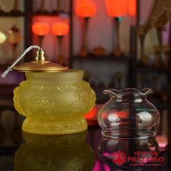 Đèn Dầu Lưu Ly Hoa Sen Nổi Không Đế, Cao 16cm 6 den dau luu ly hoa sen noi khong de cao 16cm vat pham phat giao la boi 3