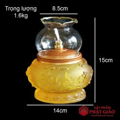 Đèn Dầu Lưu Ly Hoa Sen Nổi Không Đế, Cao 16cm 1 den dau luu ly hoa sen noi khong de cao 16cm vat pham phat giao la boi 8